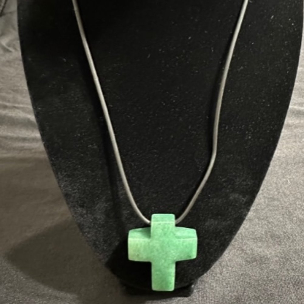 Green Jade Cross Necklace
